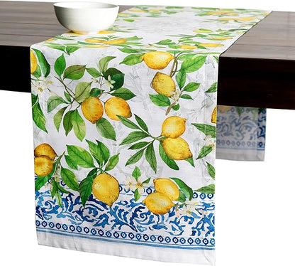 Maison d' Hermine Table Runner 100% Cotton Single Layer Table Runners 72 inches Long Decorative for Home Kitchen Dining Party Baby Shower Wedding Bridal Shower Spring Summer (Cedrat, 14.50" x 72")