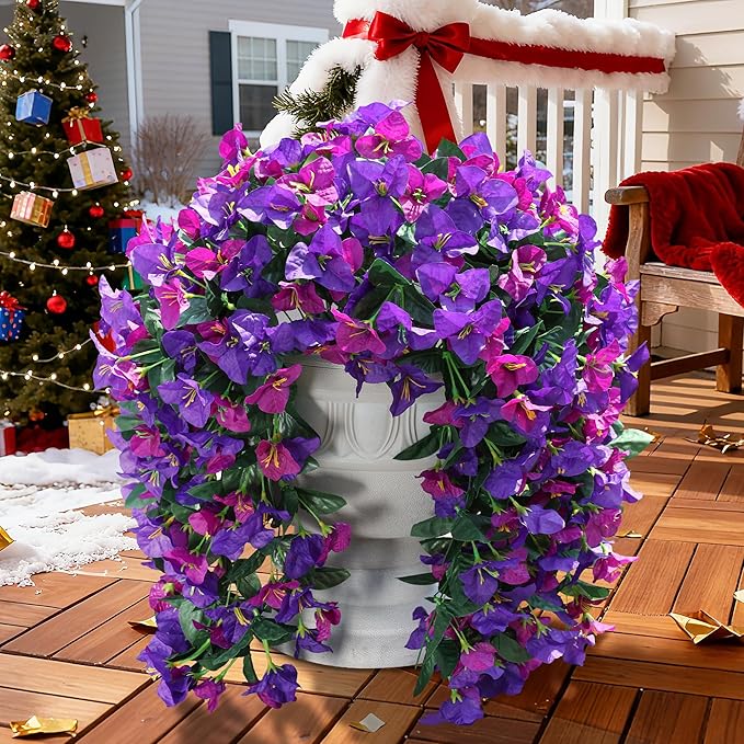 Faux Bougainvillea Artificial Flowers Plants for Outdoors Outside Decoration, 2pcs Fake Flowers Silk Long Trailing Vines UV Resistant Realistic for Front Door Porch Planter Urn Patio Balcony Yard, Mix