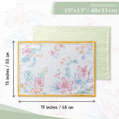Maison d' Hermine Placemats Set of 4 100% Cotton Washable Cloth Place Mats, Reusable Table Mats for Kitchen Dining Decoration, Party, Wedding, Restaurant Spring/Summer (Paradise Island, 13" x 19")