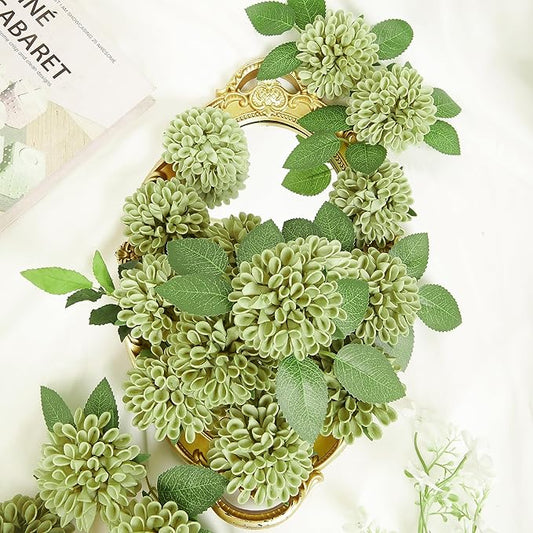 Artificial Flowers, 100pcs Artificial Rose for DIY Wedding Bouquets Centerpieces Arrangements, Elf Green and White Dahlia Flowers with Stems for Party Home Decorations