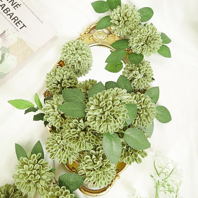 Artificial Flowers, 100pcs Artificial Rose for DIY Wedding Bouquets Centerpieces Arrangements, Elf Green Dahlia Flowers with Stem for Bridal Shower Party Home Decorations