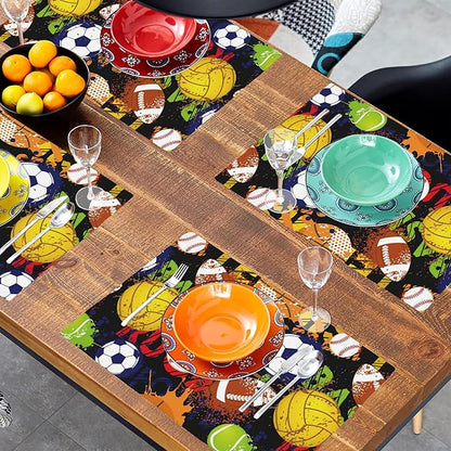 Watercolor Balls Placemats Set of 4, 12x18 Inch Non-Slip Washable Heat Resistant Linen Fabric Table Mats,Place Mats for Holiday Party