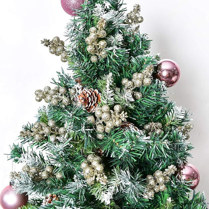 Lvydec 16pcs Christmas Glitter Berries Stems, 7.8" Artificial Christmas Picks for Christmas Tree Ornaments, DIY Xmas Wreath, Crafts, Holiday and Home Decor (Champagne)