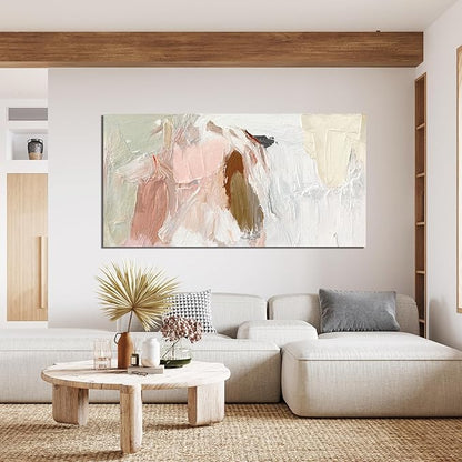 Canvas Wall Art Decor Large Wall Art Pictures For Living Room Pink and White Wall Art Decor Abstract Art Work Wall Decoration Abstract Wall Art Prints for Bedroom Office Kitchen Wall Decor 29" x 58”