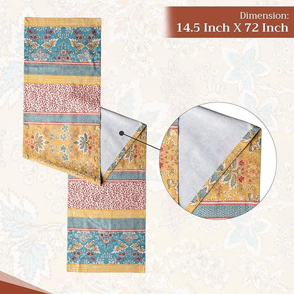 Maison d' Hermine Table Runner 100% Cotton Single Layer Table Runners 72 inches Long Decorative for Home Kitchen Dining Party Baby Shower Wedding Bridal Shower Spring Summer (Marquise, 14.50" x 72")
