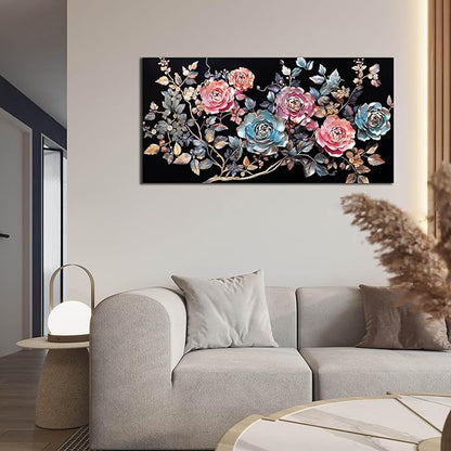 Flower Pictures Wall Decor Living Room Colorful Canvas Wall Art for Office Modern Prints Decor Bedroom Women Size 20" x 40"