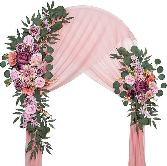 Wedding Arch Flowers, Artificial Flowers for Decoration, Large Flower Swag for Boho Styles Wedding Ceremony Floral Decor - Pack of 2
