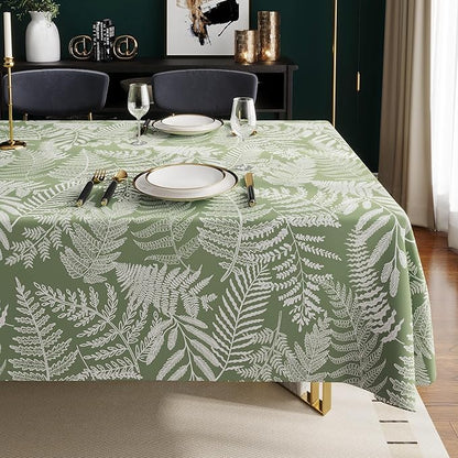 Rectangle Table Cloth,100% Waterproof Tablecloth Oil Proof Spill Proof Vinyl Table Cloth, Wipe Clean Plastic Table Cover for Dining, Camping, Indoor and Outdoor 54" x 78",Green Leaves