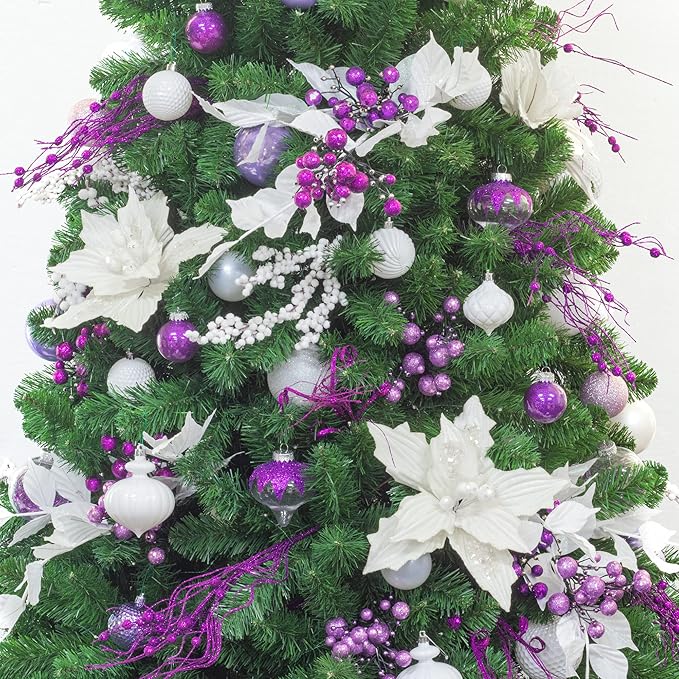 KI Store Purple Glitter Picks Sprays Set of 20 for Christmas Tree Mardi Gras Wreath Garland Floral Arrangement Decoration