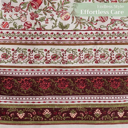 Maison d' Hermine Table Runner 100% Cotton Double Layer Table Runners 72 inches Long for Thanksgiving Christmas Decorations Home Kitchen Dining Party Wedding (Reveillon Au Jardin, 14.5" x 72")