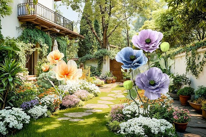 Giant Artificial Flowers 5Pack Fake Flowers for Decoration, Fabric Poppy Flower for Wedding Birthday Easter Party Mother's Day Banquet Photography Props Garden Shop Window Display Decor(Colorful)