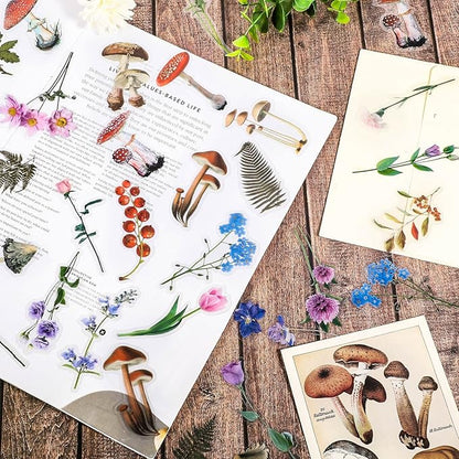 pengxiaomei 200 Pcs Floral Scrapbooking Vintage Stickers, Self-Adhesive Flowers Stickers for Journaling Card Making Scrapbook Style Wall Notebook Letters Window DIY (Mixed Style) Assorted, Multicolor