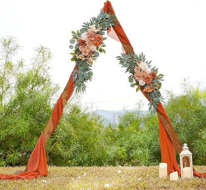 ponatia Wedding Arch Flowers (Pack of 2), Artificial Burnt Orange Flowers for Wedding Welcome Signs Decorations and Arch Flower for Weddings Ceremony Reception (Burnt Orange)