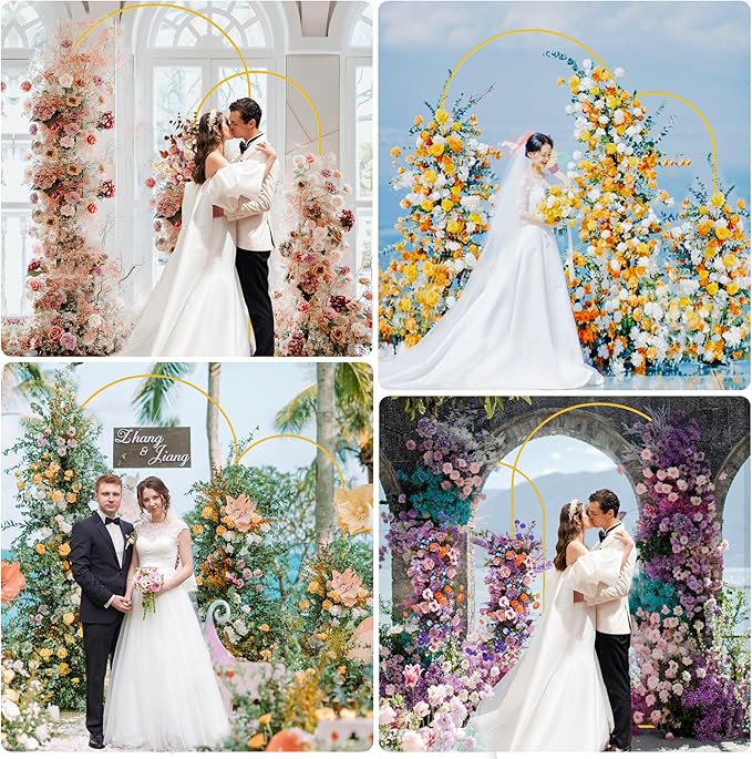 Asee'm Metal Arch Backdrop Stand Set of 2 (7.2FT,6FT) Gold Arched Frame for Wedding Ceremony Parties Birthday Baby Shower Garden Decoration