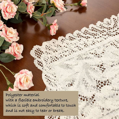 Jayla 4 Pcs Rectangle Lace Placemats for Tables Embroidered Lace Tablemats Vintage Crochet Floral Table Runner Vintage Wedding, Tea Party Decor,12x17 Inch