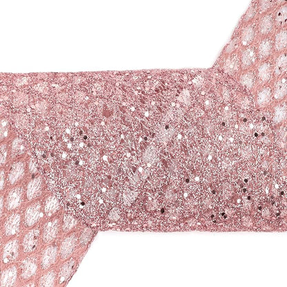VATIN 6" Rose Gold Christmas Ribbon, Rose Gold Glitter Mesh Diamond Web Sequin Dots Wired Christmas Ribbon, Fall Ribbon for Gift Wrapping Bow Making Wreath Supply-10 Yards