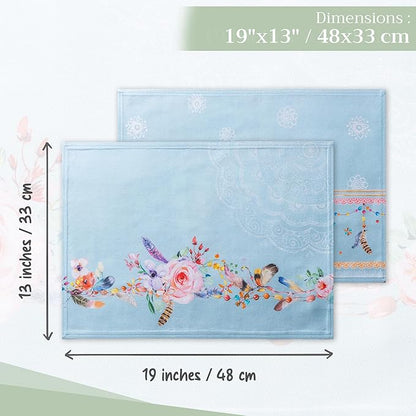 Maison d' Hermine Placemats Set of 4 100% Cotton Washable Cloth Place Mats, Reusable Table Mats for Kitchen Dining Decoration, Party, Wedding, Restaurant Spring/Summer (Ibiza, 13" x 19")