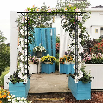 Metal Garden Arch, Assembly Garden Arbor,Adjustable Width W42.52''~W78.15'',Trellis Climbing Plants Support, Rose Outdoor Arch,Wedding Arch Party Events Archway (Black, Adjustable)