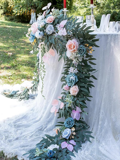 9FT Wedding Arch Flower Garland, Handmade Wedding Table Decorations,Head Table Floral Decor for Noble and Charming Wedding Ceremony