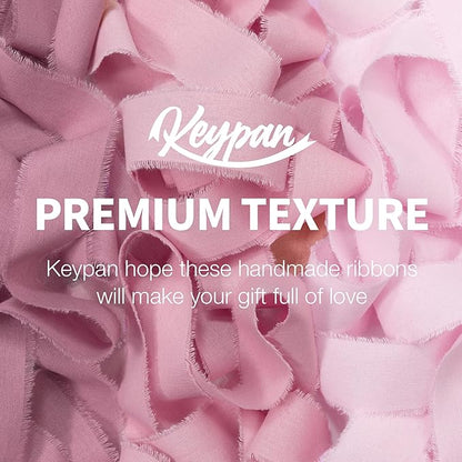 Dusty Rose Pink Ribbon 1-1/2 x 15 Yards Handmade Cotton Frayed Fringe Fabric Ribbons for Crafts Flower Bouquets Wedding Baby Shower Home DIY Decor