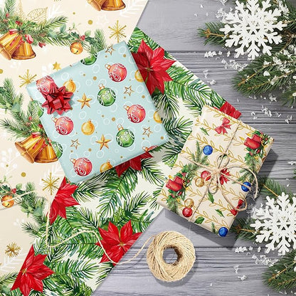 Anor Wishlife Christmas Wrapping Paper,Xmas Wrapping Paper Roll,Holiday Wrapping Paper,20 * 27inch Christmas Party Decorations for Office,Home,Classroom(12pcs)