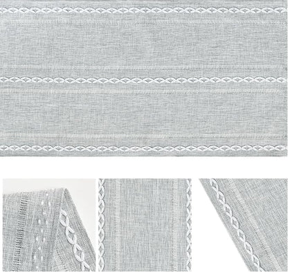 Artoid Mode Grey Rustic Cotton Linen Table Runner, Seasonal Embroidered Hollow Kitchen Dining Table Decoration for Home Party Decor 13x72 Inch
