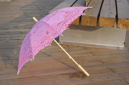 Handmade Pink Lace Parasol Umbrella Wedding Bridal 30 Inch Adult Size