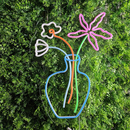 Plant Neon Sign for Wall Decor,Led Signs,Flower Neon Signs for Bedroom Wall with Dimmable Switch for Any Age Children's Room, Bar, Party, Christmas, Wedding Decoration Size:60 * 45cm