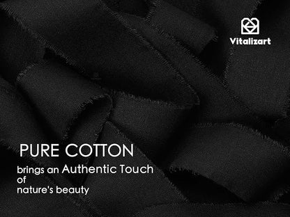 Vitalizart Black Ribbon 1-1/2" x 15 Yd 100% Cotton Handmade Frayed Fringe Fabric Ribbons for Gift Wrapping Wedding Invites Bridal Shower Bouquets Christmas Decorations