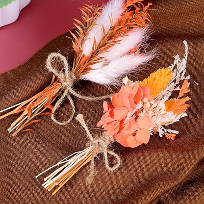 10 Pack Dried Flower Bouquets Mini Dried Flower with Stem Dried Embossing Natural Flower Bundles Artificial Flower Dried Floral Arrangement for Vase DIY Wedding Decor (Orange Series)