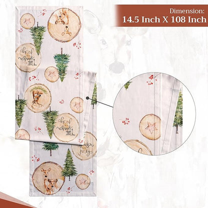 Maison d' Hermine Table Runner 100% Cotton Single Layer Table Runners 108 inches Long for Thanksgiving Christmas Decorations Home Kitchen Dining Party Wedding (Mountain Life, 14.5" x 108")