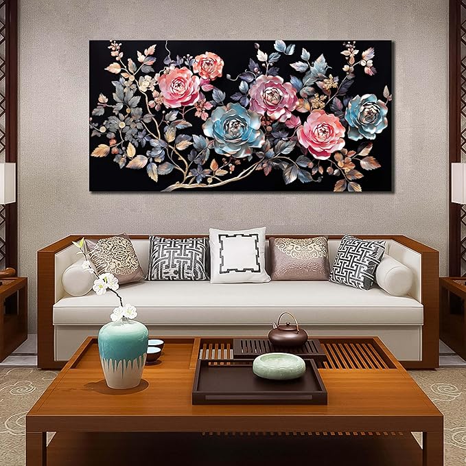 Flowers Canvas Wall Art for Office Colorful Prints Decor for Bedroom Wall Art for Living Room Large Size 29" x 58"