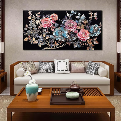Flowers Canvas Wall Art for Office Colorful Prints Decor for Bedroom Wall Art for Living Room Large Size 29" x 58"