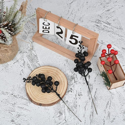 Lvydec 16pcs Christmas Glitter Berry Stems, 7.8" Artificial Christmas Picks for Christmas Tree Ornaments, DIY Xmas Wreath, Crafts, Holiday and Home Decor (Black)
