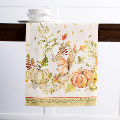 Maison d' Hermine Table Runner 100% Cotton Single Layer Table Runners 108 inches Long for Thanksgiving Christmas Decorations Home Kitchen Dining Party Wedding (Pumpkin Passion, 14.5" x 108")