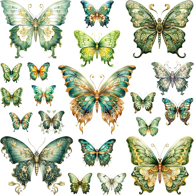 XERE 400 Pcs Butterflies Flora and Fauna Scrapbook Stickers Set for Scrapbooking and Journaling Notebooks, Junk Journal Supplies, Sketchbook, Bookmark Making, Planner Sticker