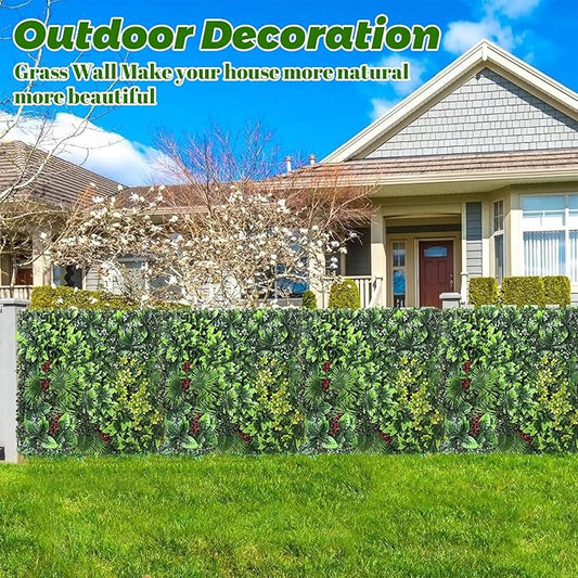 Grass Wall Panel Greenery Wall Artificial Grass Backdrop 20 * 20in 12Pcs Decorative Background Wall for Outdoor Interior Decor Hedge Wall for Garden Party Wedding Backdrop