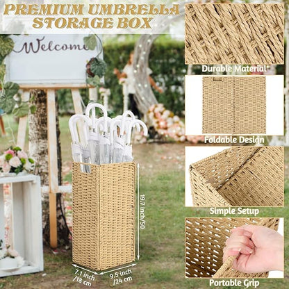Aodaer Clear Wedding Umbrella with Foldable Storage Box Transparent Auto Open Stick Umbrellas Windproof Large Canopy Umbrella with J Hook Handle for Outdoor Activities, Wedding Photography