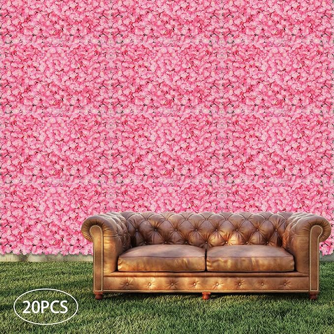 20pcs Artificial Flower Wall Panel Flowers Wall Decoration Pink for Home Party Wedding Festival Decor