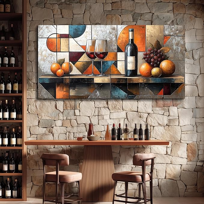 hyidecorart Large Wall Art For Kitchen Wall Decor For Living Room Dining Room Decorations Wine Glass Fruit Painting Still Life Canvas Prints Artwork Bar Restaurant Posters Home Decor Ready to Hang