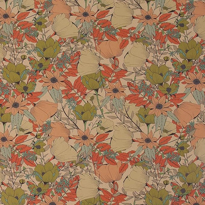 Aimyoo Kraft Floral Wrapping Paper Roll, All Occasion Vintage Flower Gift Wrap for Wedding Birthday Bridal Shower, 17 inch x 10 ft