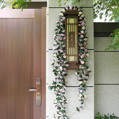 12 PCS 98.4 FT Artificial Flower Garland Rose Garland for Wedding Room Decor（12,Champagne）