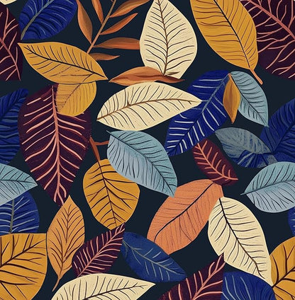 Colorful Leaf Wallpaper Peel and Stick,Vintage Botanical Contact Paper 17.5" x 118",boho leaves Wall Mural Self Adhesive Removable Waterproof for Bedroom Walls Bookcase Drawers Cabinet Table Locker