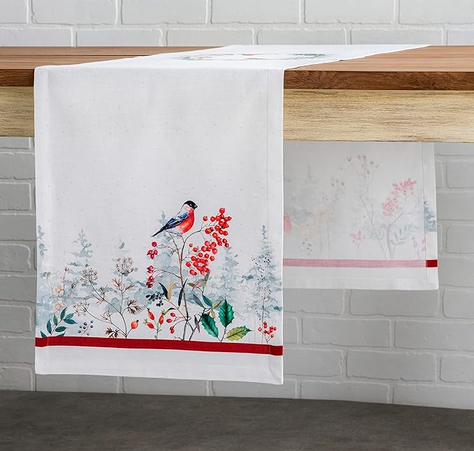 Maison d' Hermine Table Runner 100% Cotton Single Layer Table Runners 36 inches Long for Thanksgiving Christmas Decorations Home Kitchen Dining Party Wedding (Morzine, 14.5" x 36")