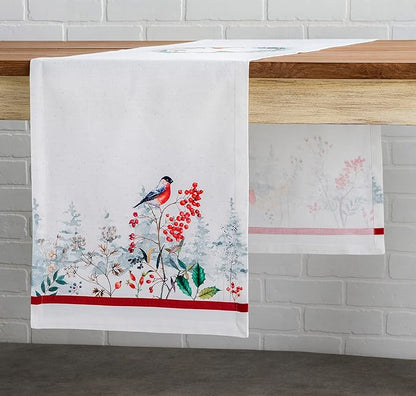 Maison d' Hermine Table Runner 100% Cotton Single Layer Table Runners 90 inches Long for Thanksgiving Christmas Decorations Home Kitchen Dining Party Wedding (Morzine, 14.5" x 90")