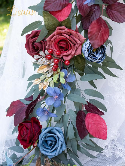 9FT Wedding Arch Flower Garland, Handmade Wedding Table Decorations,Head Table Floral Decor for Noble and Charming Wedding Ceremony