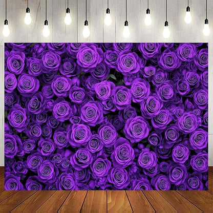7 x 5 ft Purple Flower Floral Backdrop Background Photography Flower Wall Lavender Backdrop for Party Wedding Girls Birthday Princess Mother's Day Bridal Shower Anniversary Banner Decor Studio Photo