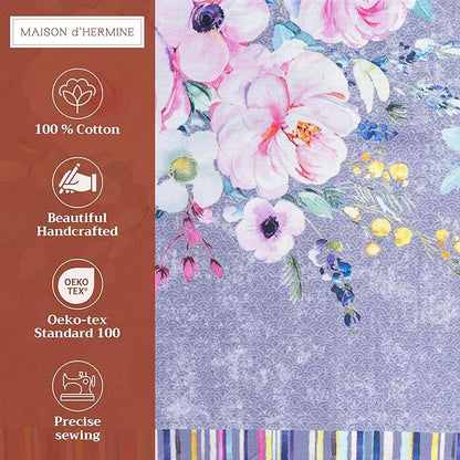 Maison d' Hermine Placemats Set of 4 100% Cotton Washable Cloth Place Mats, Reusable Table Mats for Kitchen Dining Decoration, Party, Restaurant Spring/Summer (Sweet Rose Lavender - Lush, 13" x 19")