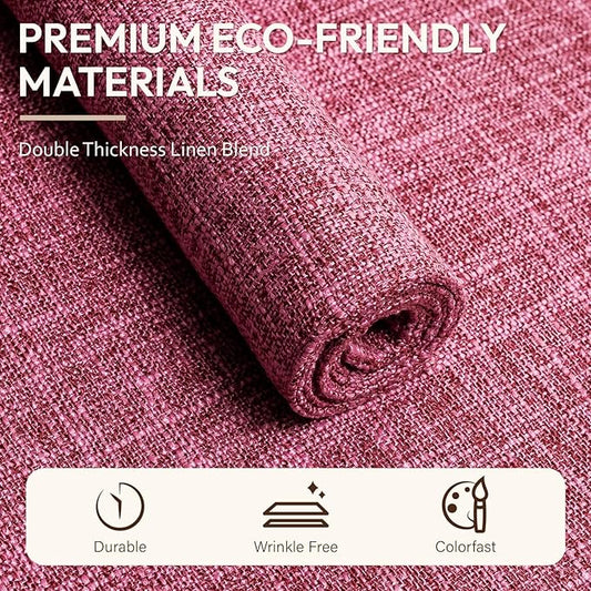Blue Forest Placemats Set of 4, Dual-Layered Thickened Faux Linen Cloth Place Mats Heat Resistant Machine Washable Wrinkle Free Table Mats Indoor/Outdoor (Hot Pink)