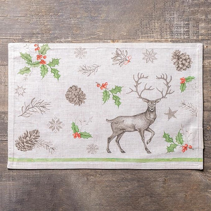 Maison d' Hermine Placemats Set of 4 100% Cotton Washable Cloth Place Mats, Reusable Table Mats for Thanksgiving Christmas Decorations Kitchen Dining Party Wedding (Christmas Dew, 13" x 19")